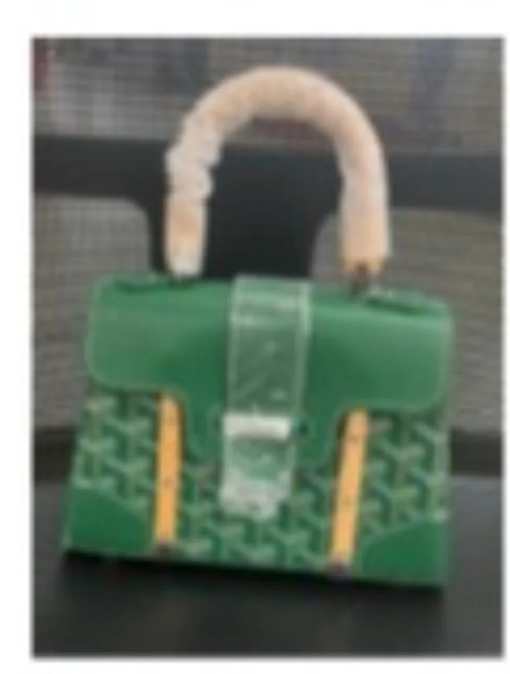 Green Top-Handle Patterned Women's Handbag